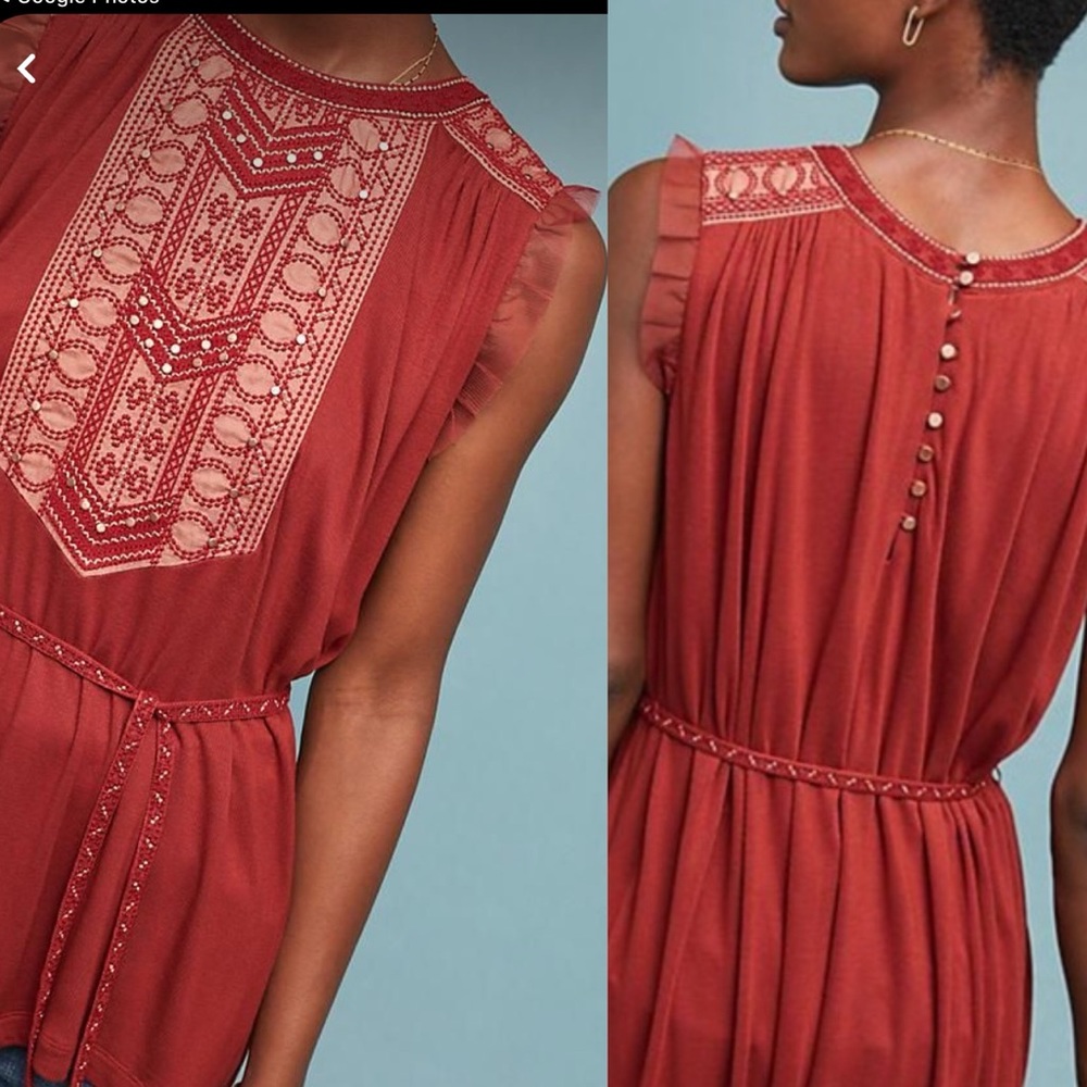 Anthropologie Feather Bone Boho Sleeveless Tunic Top